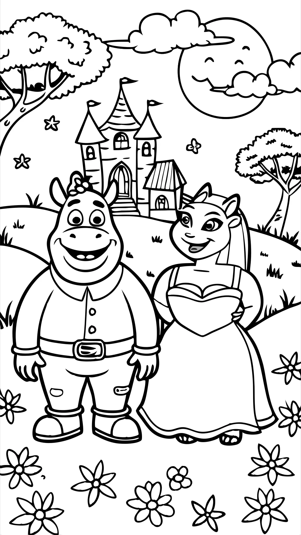 coloriages Shrek et Fiona